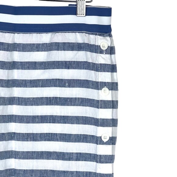 J. Jill Love Linen Womens Blue & White Striped Maxi Skirt Side Button Size 3X - Picture 6 of 14